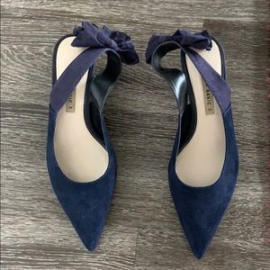 Sling back heels with bow